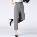 Summer Thin Breathable Elastic Pants 8XL Women's Solid Color High Waisted Loose Casual Pants Middle-aged Elastic straight leg.