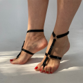Ingemark Gothic Black Elastic Band Bandage Anklet Bracelet for Women High Heel Summer Barefoot Ankle Sandals Prom Foot Jewelry.