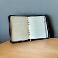 Executive Leather Journal with Ring Binding Zipper and Gift Ball Pen. 