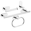 YCRAYS No Drilling Chrome Bathroom Accessories Sets Toilet Tissue Roll Paper Holder Towel Rack Bar Rail Ring Robe Hook Hardware. 