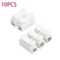 10Pcs Spring Wire Connectors Spring Clamp Terminal Quick Splice Wire Terminals 10A 220V 2/3 Pin Push Quick Wire Cable Connector White Wiring Terminal.
