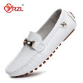 YRZL Shoes Men Handmade PU Leather Loafer Casual Driving Flats Slip-on Shoes Luxury Comfy Moccasins White Loafers Shoes for Men.