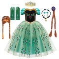 Full Printing Kids Cosplay Anna Princess Costume Fancy Birthday Carnival Party Prom Dress Toddler Role Play Clothing Outfits. 
