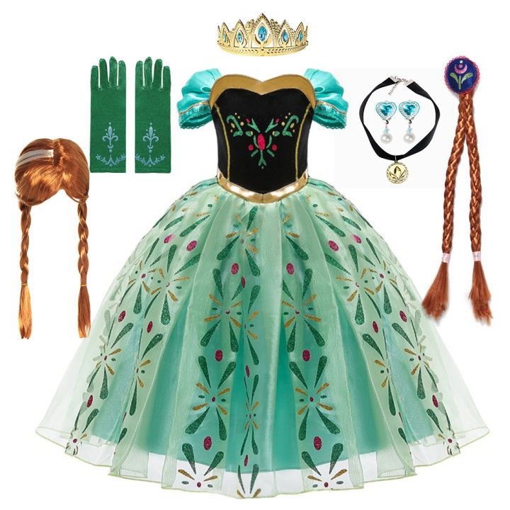 Full Printing Kids Cosplay Anna Princess Costume Fancy Birthday Carnival Party Prom Dress Toddler Role Play Clothing Outfits
