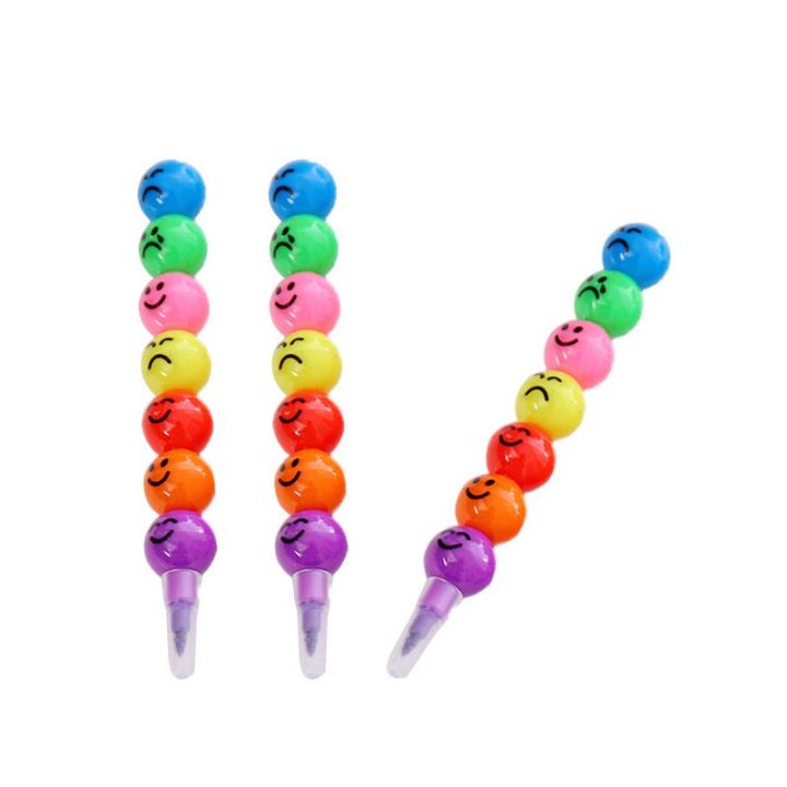 5pcs Cartoon Smiley Face Colour Crayonfor Kids School Stationery Supplies Birthday Party Favor Kids Gifts