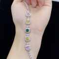 Moonso Luxury Pink Green Gold Color Princess Bracelet Bangle for Women Anniversary  Jewelry Wholesale S8239. 
