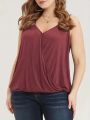Women's V Neck Top Fashion Plus Size 1XL-5XL Summer Solid Cross Connection Tank Top Ladies Casual Sleeveless.