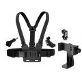 1 PC Adjustable Phone Clip Holder With Chest Strap Fixation Bracket for Sport Camera Mobile Phone Camera Black Holder Accessory. 