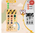 Montessori Kids Wooden Busy Board with 8 LED Light switches, Sensory Toys Light Switch Toys Travel Toys for Kids.. 