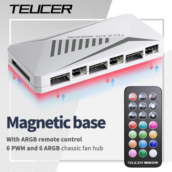 TEUCER%20LP-6P%20ARGB%20Remote%20Control%206%20Way%20Splitter%204Pin%20PWM%20Cooling%20Fan%20Hub%20for%20Computer%20PC%20Case%20Chassis%20Radiator%20SATA%20Power%20Supply%20-%20Image%204