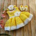 crochet baby frock yellow for 0-3 month babies. 