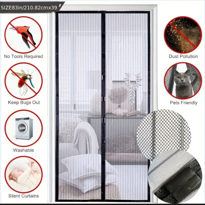 Mosquito Net Curtain Magnets Door Mesh Insect Sandfly Netting with Magnets on The...