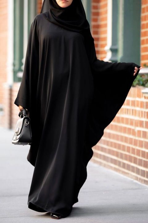 Simple Full Black Kaftan Abaya For Girls And Ladies