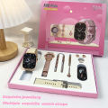 Fashion Smart Watch Gift Box Set + Diamond Quartz Watch + Necklace + Earrings + Ring + Bracelet. 