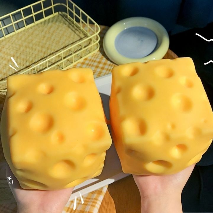 Giant Cheese Squeeze Toy Extra Large Size Cheese Squishy Fidget Toys Slow Rebound Shapeable Venting Ball for Adults