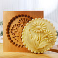 1PC Wood Cookie Mold with Flower Patterns,  3D DIY Carved Embossed Cookie Cutter Moulds for Baking, Fondant Biscuit. 