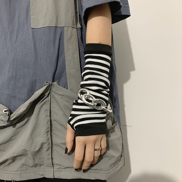 Women%20Long%20Sleeve%20Gothic%20Striped%20Fingerless%20Arm%20Warmer%20Knitted%20Women's%20Casual%20Solid%20Color%20Fashion%20Gloves%20Punk%20Arm%20Accessories%20-%20Image%206