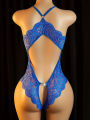 Women's Plus Size Swimwear Erotic Bikini Lingerie Sexy Crotchless Lace Hollow Bodysuit Bikinis Set V Neck Open Bra Mini Swimsuit. 
