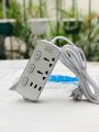 Extension lead Heavy Duty 3m Copper Wire Usb  Extension  Board with 4 Sockets (3 USB + 4 Universal + ON & OFF button), Multifunctional Power Strip, white Colors Usb port Extension lead / Three shoo lead cooper 3 meter. 