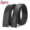 2Pcs Men's Belt Fashion Without Buckle High End Belts Black Soft PU Leather Men Belts Body No Buckle Strap.