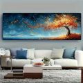 Large size Abstract Canvas Poster Red Yellow Tree of Life Wall Art Print Painting Pictures for Modern Living Room Bedroom Decor. 