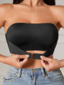 Women's Strapless No Padding Seamless Front Button Bra Comfortable Smooth Underwear. 