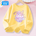 3-14years Girls' Pink Long Sleeve T-shirt - Cute "FRESH" Drink & Animal Print Kids Cotton Top 2026 Spring New.