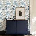 Fresh Blue Chinese Style Wallpaper Peel And Stick Celadon Floral Vinyl Wallpaper Self Adhesive Waterproof Cabinet Stickers. 
