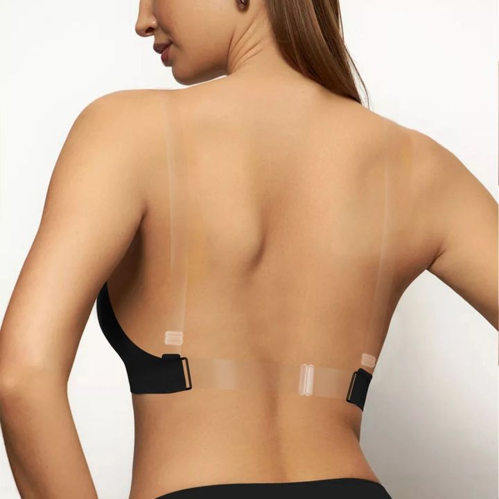 Unlined Backless Bra with Transparent Straps Women Wireless Seamless  Everyday Brassiere U-shaped Back Lingerie Inner Wear | Daraz.lk