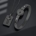 Concentric Lock Key Bracelet Set Titanium Steel Stainless Steel Jewelry Ideal for Couples Fashion Enthusiasts. 