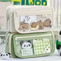 9-layer Large Capacity Pencil Case with Transparent Compartment and Magnetic Button Flip for Retrieval. 