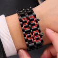 Fashion Mens Digital Lava Wrist Watch Men Black Full Metal Red Blue LED Display Watches Gifts for Male Boy Sport Creative Clock. 
