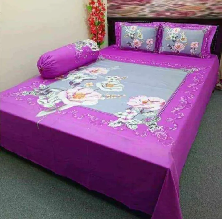 King%20size%20cotton%20bed%20sheet%20with%20matching%203%20pillow%20covers%20-%20Image%204
