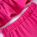 Toddler Girls Muslin Cotton Suits Solid Color Bow Vest+Shorts 2pcs Clothes Sets Sleeveless Cute Casual Baby Girls Outfits.