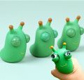 Cute Green Slug Shaped Squeeze Fidget Toy Pop Eye Tactile Calming Anxiety Relief Indoor Table Holiday Decor Supply Kit.