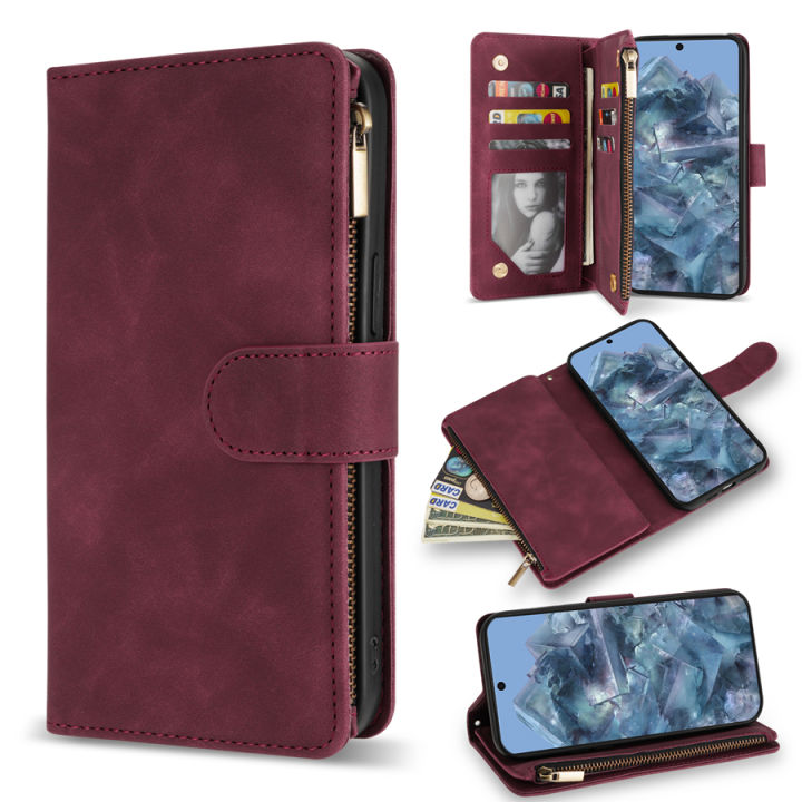 Wallet%20Multi-card%20Zipper%20Kickstand%20Photo%20Frame%20Magnetic%20Flip%20Leather%20Case%20For%20%20Pixel%208a%208%20Pro%207a%207%206a%206%20Protective%20Cover%20-%20Image%207