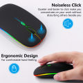 Bluetooth Wireless Mouse RGB Rechargeable with USB, BT5.2 Wireless Computer Mause LED Backlit Ergonomic Gaming Mouse For Laptop, PC, Macbook, 2.4GHz, 1600DPI. 