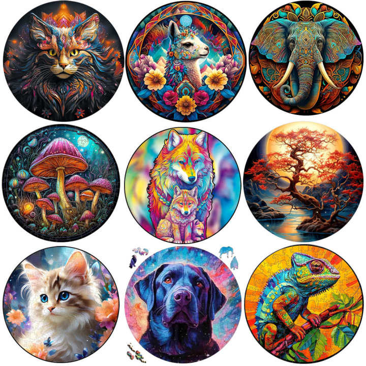 deer Wooden Animal Puzzles Jigsaw for Adults Kids Mysterious cat Puzzle Christmas Intelligent Family Games Wood Jigsaws