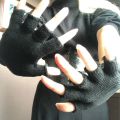 Black Half Finger Kittened Wool Hand Gloves for Men and Women.