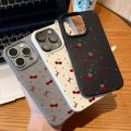 For iPhone 16 15 14 13 12 11 Pro Max Case Cherry Bow Lichee Pattern Silicone Phone Cover For iPhone XS Max 14 15 16 Plus Fundas. 