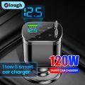 Elough Retractable Car Charger 5 in 1 Fast Charging Car Charger Retractable Cable 2 type c Ports Car Charger Adapter Compatible. 