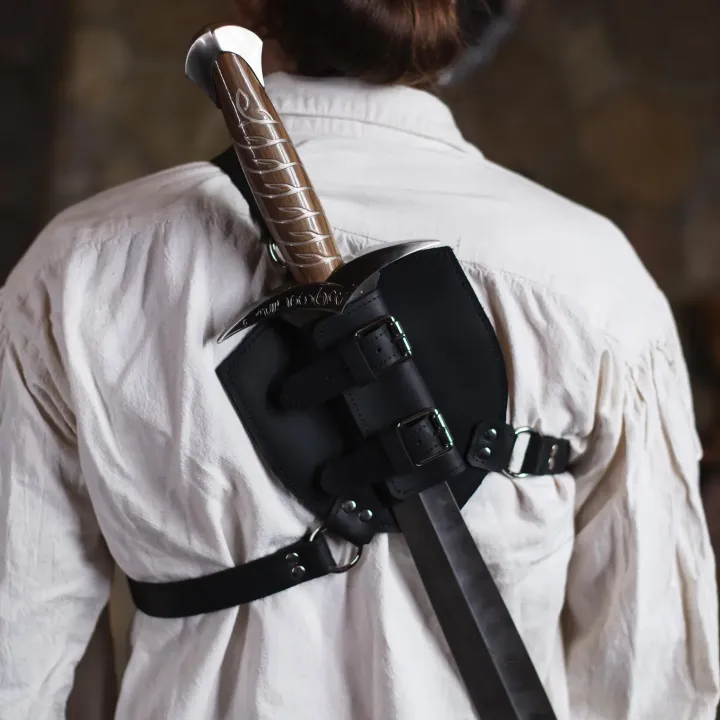 Sword Protection Back-mounted sword holder, leather back sheath, leather long sword ...