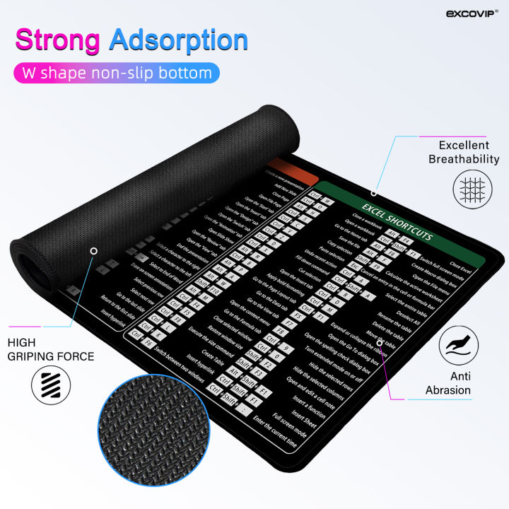 EXCO%20Excel%20Shortcuts%20Mouse%20Pad%20Large%20Extended%20Desk%20Mat%20Non-Slip%20%20Base%20Big%20Keyboard%20Mousepad%20Stitched%20Edge%20Office%20Gaming%20-%20Image%203
