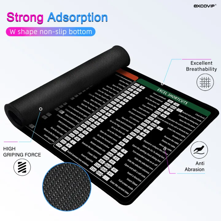 EXCO%20Excel%20Shortcuts%20Mouse%20Pad%20Large%20Extended%20Desk%20Mat%20Non-Slip%20%20Base%20Big%20Keyboard%20Mousepad%20Stitched%20Edge%20Office%20Gaming%20-%20Image%203