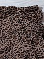 European and American Style Summer Slimming Plus Size Women's Leopard Print Short Sleeved Round Neck Lotus Leaf Sleeve Top. 