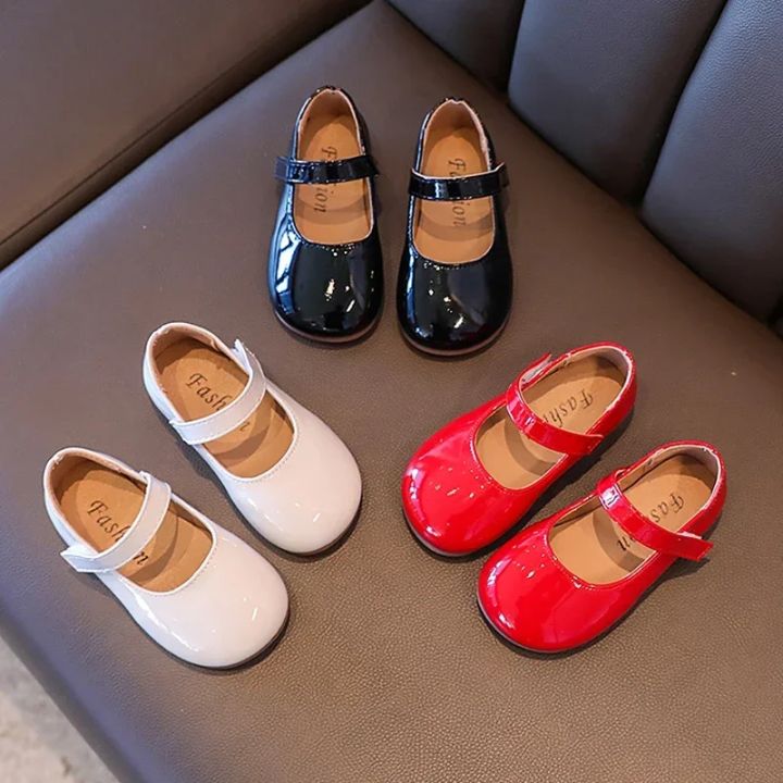 %E2%80%8CPlain%20Patent%20Leather%20Ballet%20Flats%20for%20Baby%20Girls%20%20Concise%20Round-Toe%20Mary%20Jane%20Shoes%20%20Red/White%20Kids%20Soft%20Sole%20-%20Image%202