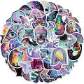 50PCS Laser Cartoon Psychedelic Graffiti Stickers for DIY Luggage Laptop Skateboard Motorcycle Bicycle Stickers. 