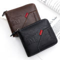 Men's Wallet Made of PU Wax Oil Skin Purse for Men Coin Purse Short Male Card Holder Wallets Zipper Around Money Coin Purse. 