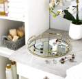 Home Details Modern Round Design Matte Black Mirrored Vanity Tray for Dresser, Perfume, Desk, Cosmetic & Jewelry Organizer,. 