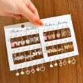 9 Pcs Cute Butterfly Heart Drop Earrings Set Fashion Gold Silver Color Girls Geometric Metal Acrylic Earrings 2024 Jewelry .